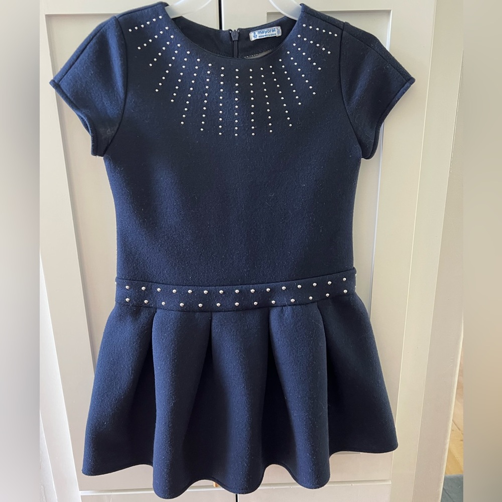 EUC Mayoral sz 8 navy Chanel cut dress